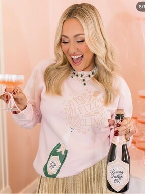 Women’s Pink Graphic Sweatshirt - Celebration Bottle Print